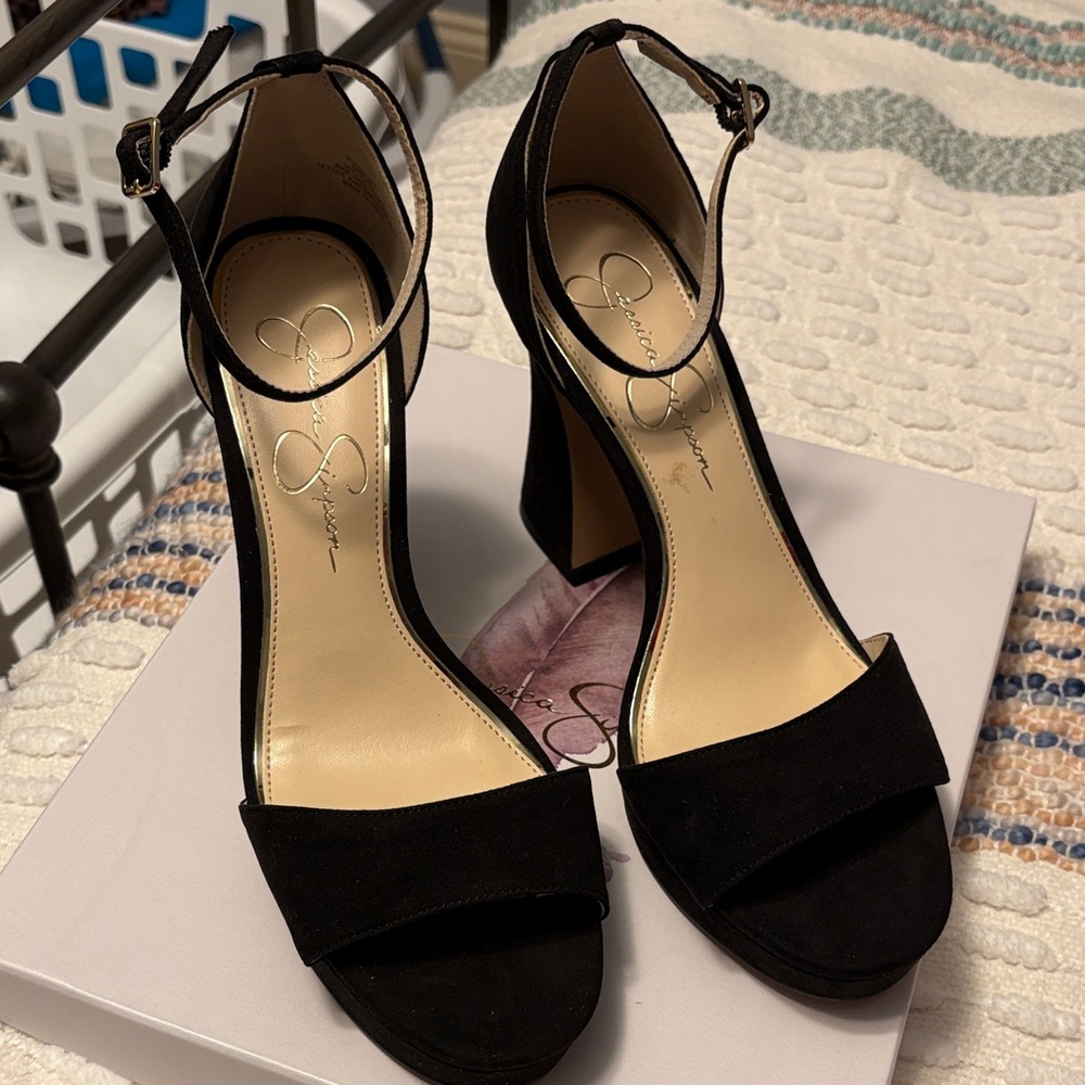 Jessica Simpson Black Ankle Strap Heels